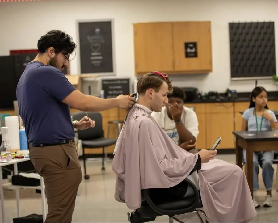 Barber industry demonstration and education at Miller Middle School, Fall 2025