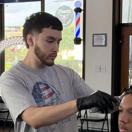 Julian — Fadedbymonty, barber at Icon by Kings Korner in San Marcos, Texas